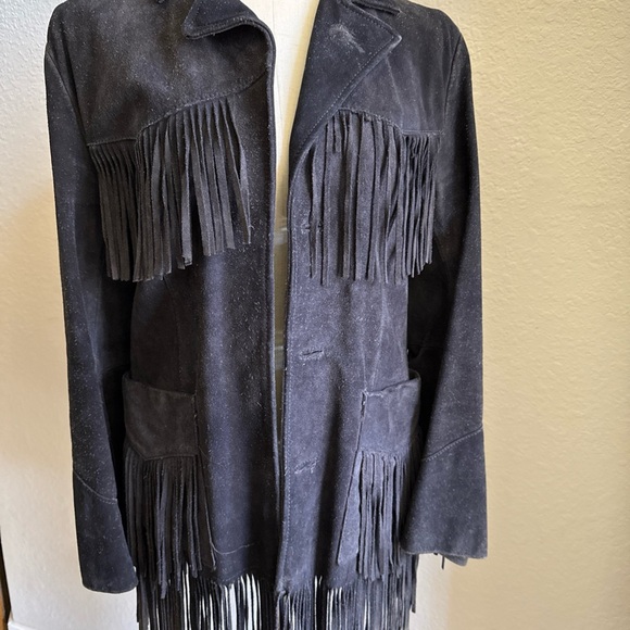 Campus Jackets & Blazers - Vintage Black Suede Fringe Leather Jacket